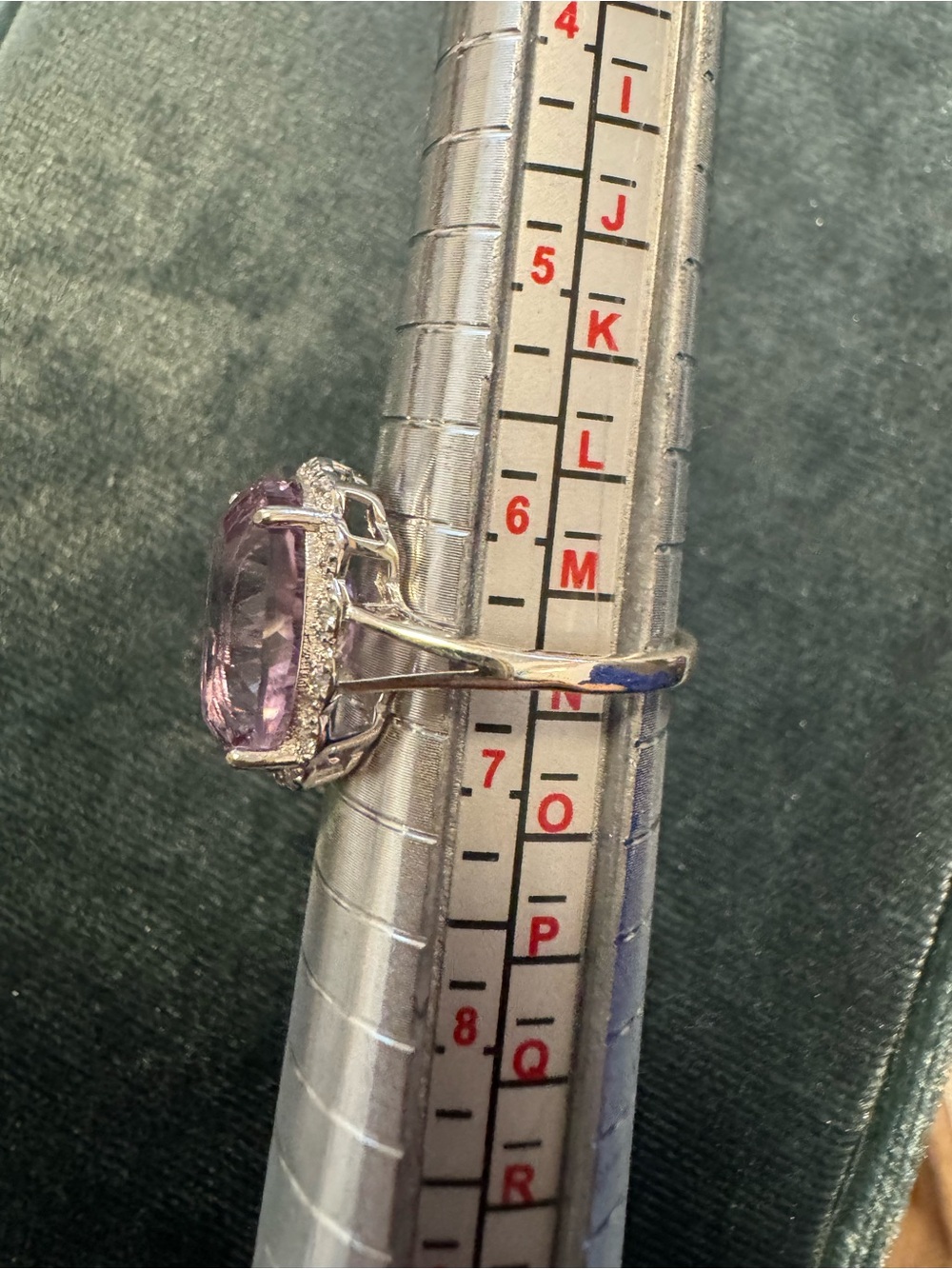 925 amethyst crystal oval ring size 6.5 6.75 halo NO STAMP - Picture 4 of 6